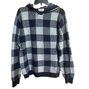 Goodfellow & Co Blue and Gray Plaid Hooded Sweater size medium
